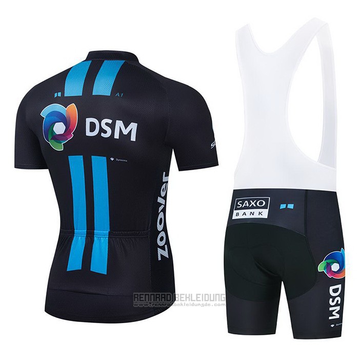 2021 Fahrradbekleidung DSM Blau Shwarz Trikot Kurzarm und Tragerhose